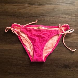 Pink and orange lace bikini bottoms side tie